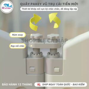 Quây Cũi Nhựa Gấp Gọn Pakey Vũ Trụ: Tặng Bóng Rổ, Bóng, Thảm – Lựa Chọn Tuyệt Vời Cho Bé