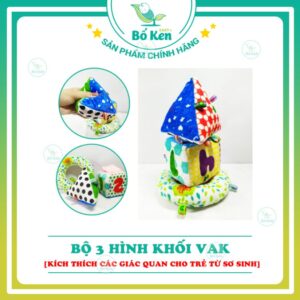 Đồ Chơi Vải – Bộ 3 Hình Khối VAK: Kích Thích Giác Quan, Tương Tác, Tập Tummy Time Cho Trẻ